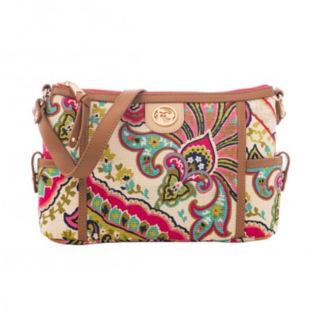 Spartina 449 Daufuskie Island Simple zip shoulder bag Salt Meadow print